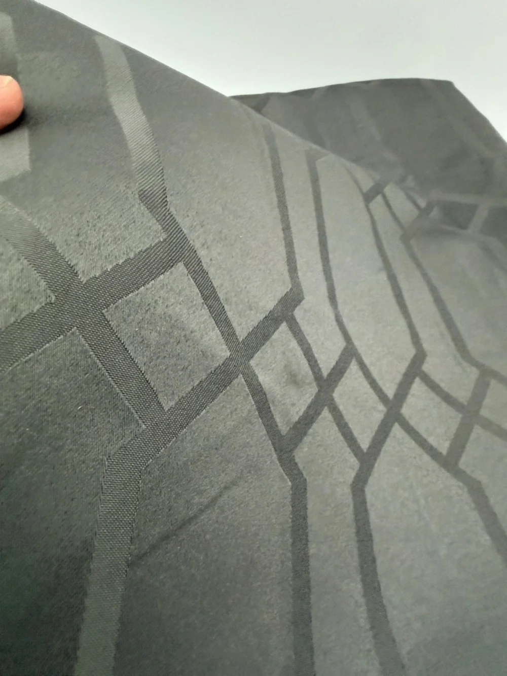 Table Cloth Geometric Patterned Charcoal Grey Rectangle 140” X 58”
